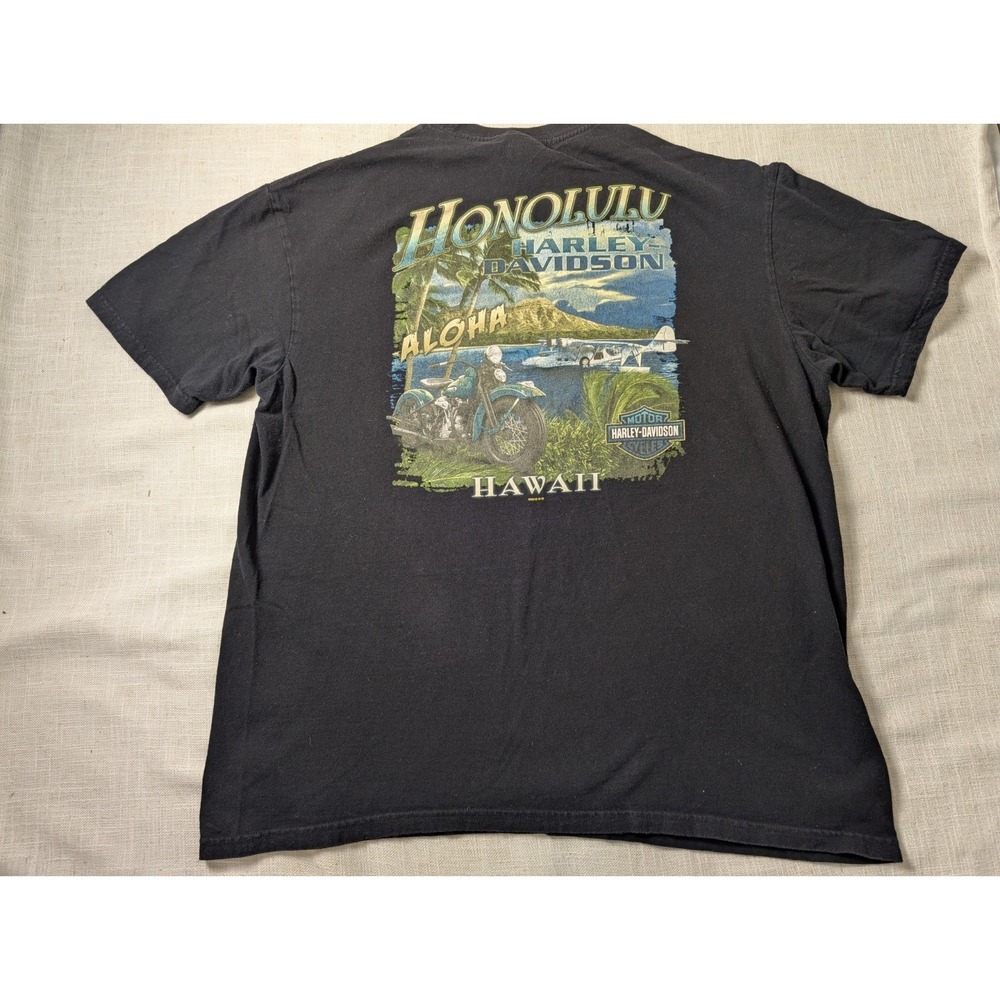 Harley-Davidson Honolulu Hawaii T-Shirt Men's XL Black Graphic 2010